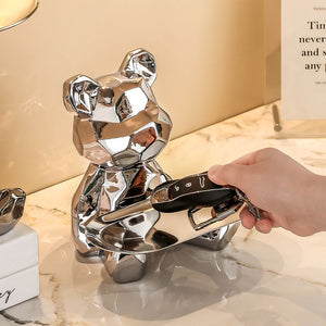 Luxury Porcelain Bear Storage Tray Nordic Creative Figurines Ornaments Porch Desk Home Decoration Keys Candy Storage Home Decor acacuss
