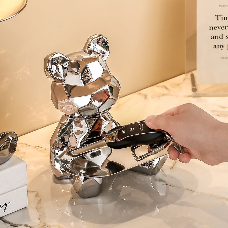 Luxury Porcelain Bear Storage Tray Nordic Creative Figurines Ornaments Porch Desk Home Decoration Keys Candy Storage Home Decor acacuss
