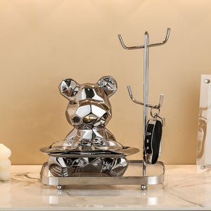 Luxury Porcelain Bear Storage Tray Nordic Creative Figurines Ornaments Porch Desk Home Decoration Keys Candy Storage Home Decor acacuss