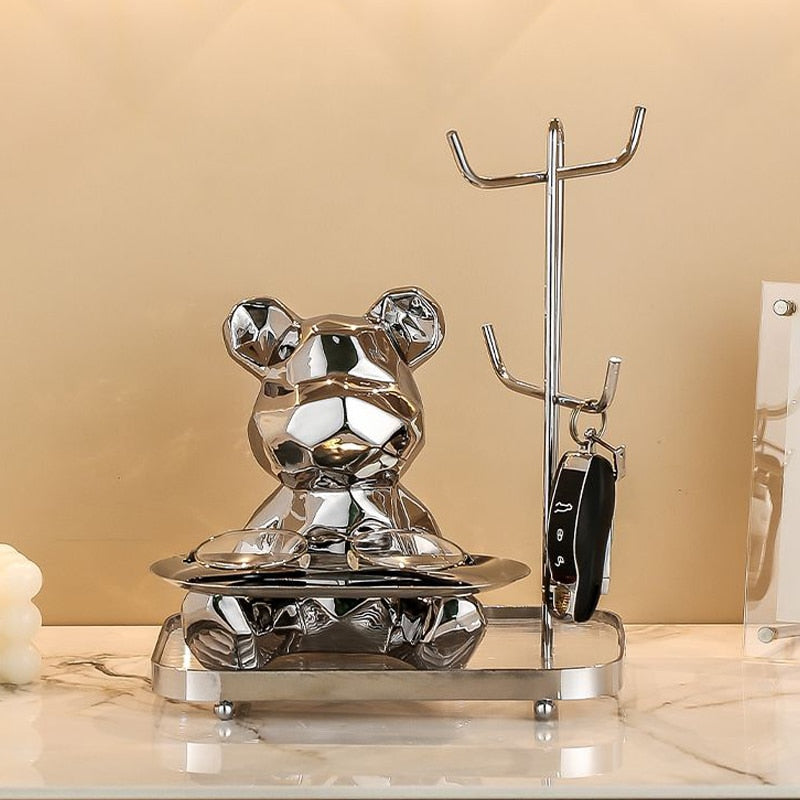 Luxury Porcelain Bear Storage Tray Nordic Creative Figurines Ornaments Porch Desk Home Decoration Keys Candy Storage Home Decor acacuss