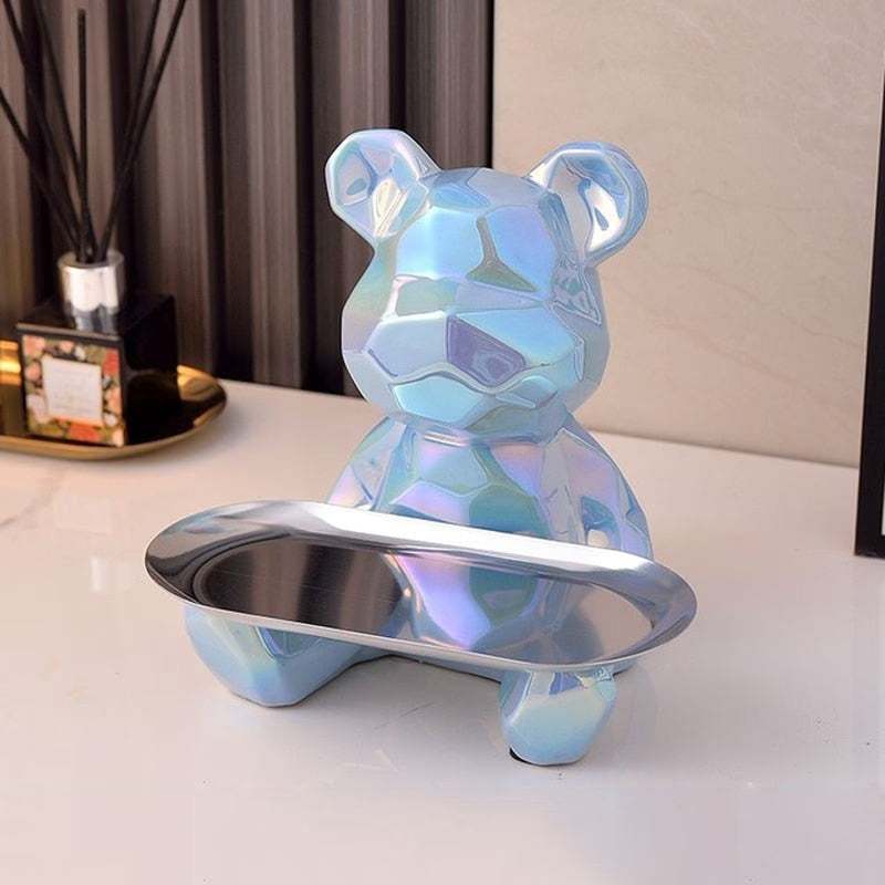 Luxury Porcelain Bear Storage Tray Nordic Creative Figurines Ornaments Porch Desk Home Decoration Keys Candy Storage Home Decor acacuss