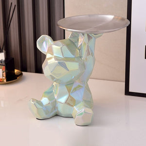 Luxury Porcelain Bear Storage Tray Nordic Creative Figurines Ornaments Porch Desk Home Decoration Keys Candy Storage Home Decor acacuss