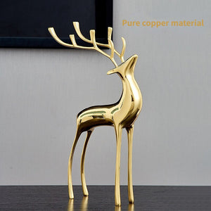 Luxury deer decor Metal brass Deer combination Golden reindeer statue deer Sculpture Home Living room Table decoration acacuss