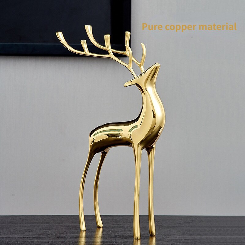 Luxury deer decor Metal brass Deer combination Golden reindeer statue deer Sculpture Home Living room Table decoration acacuss