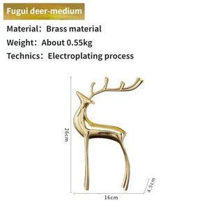 Luxury deer decor Metal brass Deer combination Golden reindeer statue deer Sculpture Home Living room Table decoration acacuss