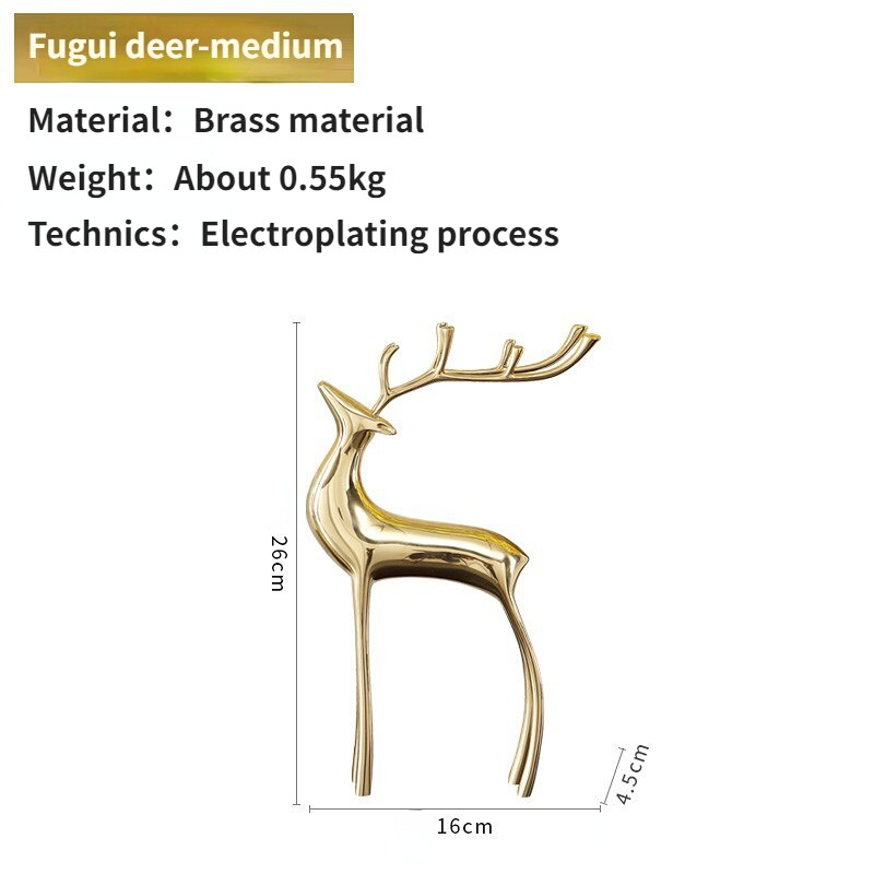 Luxury deer decor Metal brass Deer combination Golden reindeer statue deer Sculpture Home Living room Table decoration acacuss