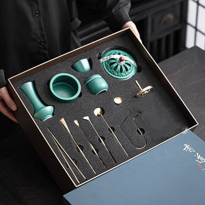 Malachite Green Incense Utensils Gift Box Set Incense Seal Grey Press/powder/spoon/shovel/Incense Burner Tool Home Decoration acacuss