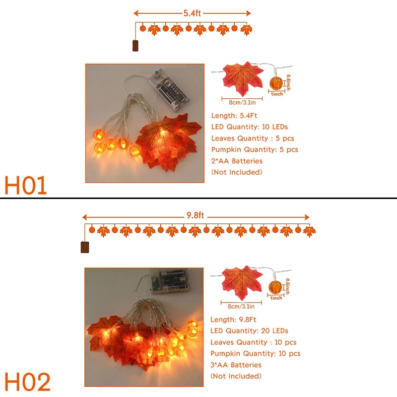 Maple Leaves String Lights Leaf Garlands String Lights Battery Operated Autumn Thanksgiving Halloween Home Fireplace Door Decora acacuss