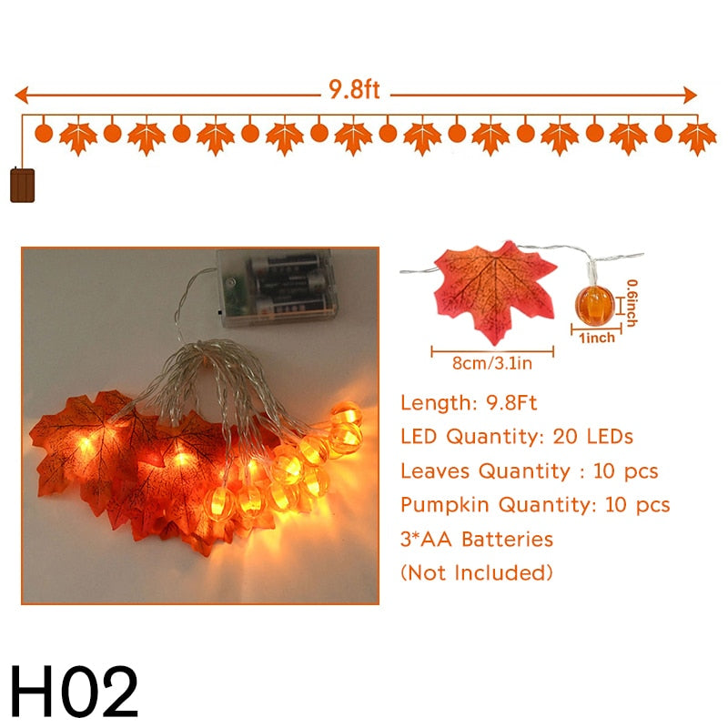 Maple Leaves String Lights Leaf Garlands String Lights Battery Operated Autumn Thanksgiving Halloween Home Fireplace Door Decora acacuss