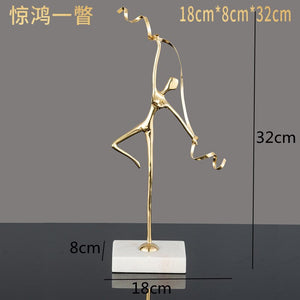 Marble Base Copper Ornaments set Ballerina Sculpture Dance Art Decoration Crafts Figurines Home Accessories Statue Miniatures acacuss