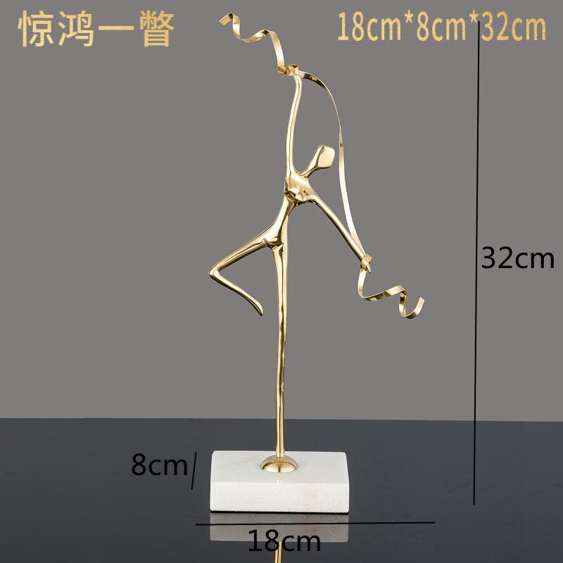 Marble Base Copper Ornaments set Ballerina Sculpture Dance Art Decoration Crafts Figurines Home Accessories Statue Miniatures acacuss