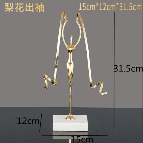 Marble Base Copper Ornaments set Ballerina Sculpture Dance Art Decoration Crafts Figurines Home Accessories Statue Miniatures acacuss