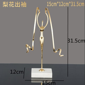 Marble Base Copper Ornaments set Ballerina Sculpture Dance Art Decoration Crafts Figurines Home Accessories Statue Miniatures acacuss