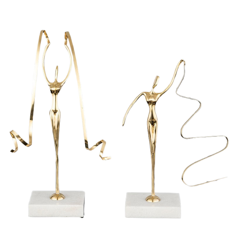 Marble Base Copper Ornaments set Ballerina Sculpture Dance Art Decoration Crafts Figurines Home Accessories Statue Miniatures acacuss