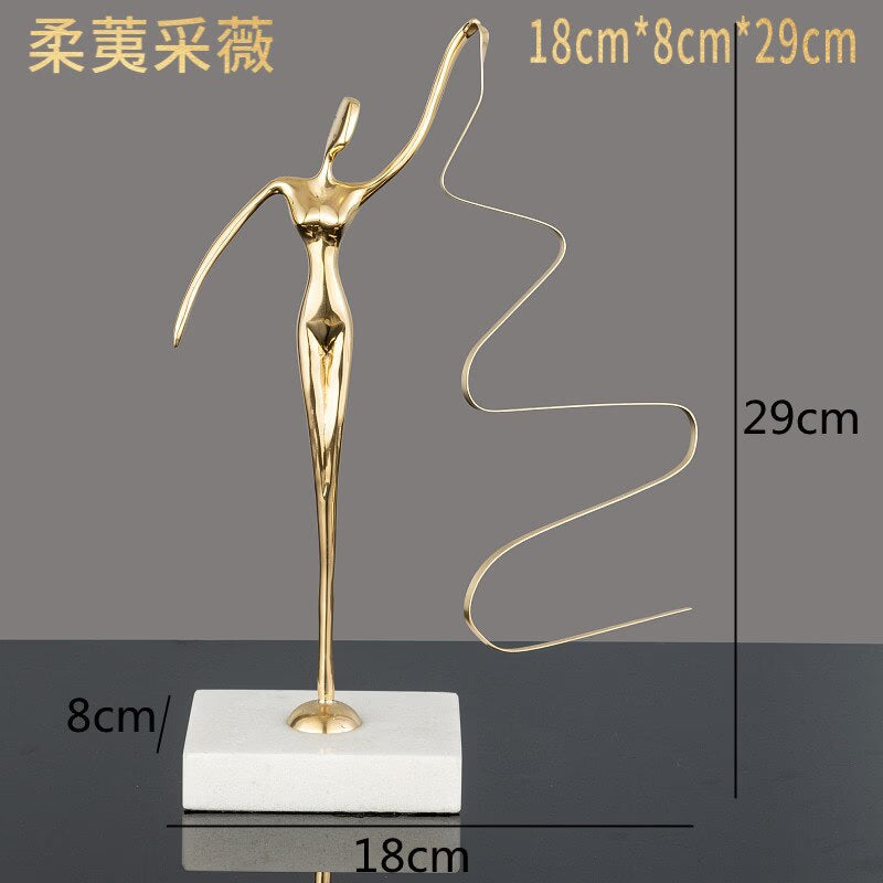 Marble Base Copper Ornaments set Ballerina Sculpture Dance Art Decoration Crafts Figurines Home Accessories Statue Miniatures acacuss