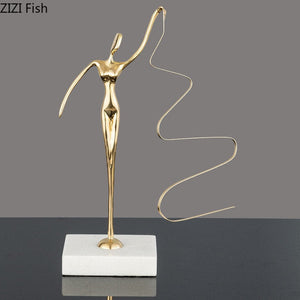 Marble Base Copper Ornaments set Ballerina Sculpture Dance Art Decoration Crafts Figurines Home Accessories Statue Miniatures acacuss