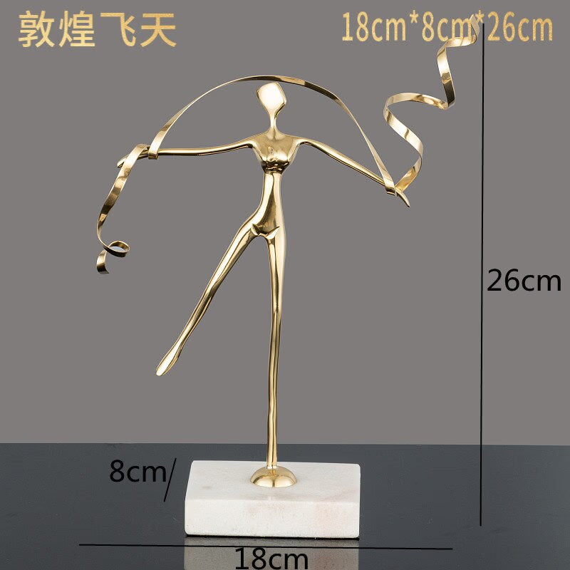 Marble Base Copper Ornaments set Ballerina Sculpture Dance Art Decoration Crafts Figurines Home Accessories Statue Miniatures acacuss