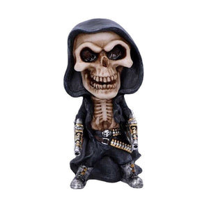 Mechanical Reaper Skeleton Statue Display Resin Crafts Skull Figurine Scary Halloween Tabletop Living Room Garden Home Decorati acacuss