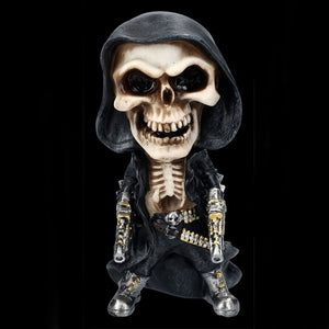 Mechanical Reaper Skeleton Statue Display Resin Crafts Skull Figurine Scary Halloween Tabletop Living Room Garden Home Decorati acacuss