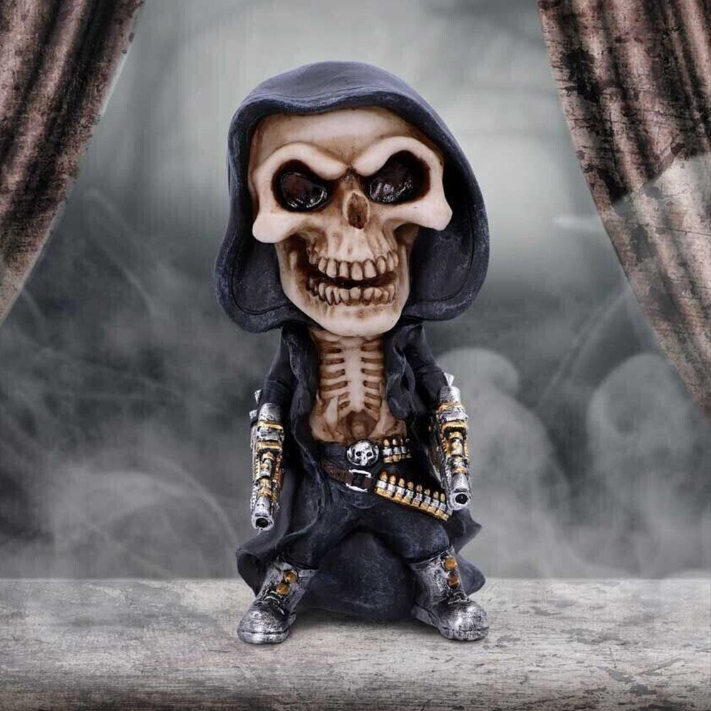 Mechanical Reaper Skeleton Statue Display Resin Crafts Skull Figurine Scary Halloween Tabletop Living Room Garden Home Decorati acacuss