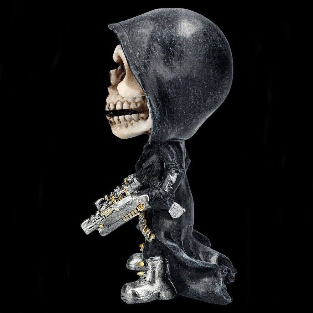 Mechanical Reaper Skeleton Statue Display Resin Crafts Skull Figurine Scary Halloween Tabletop Living Room Garden Home Decorati acacuss