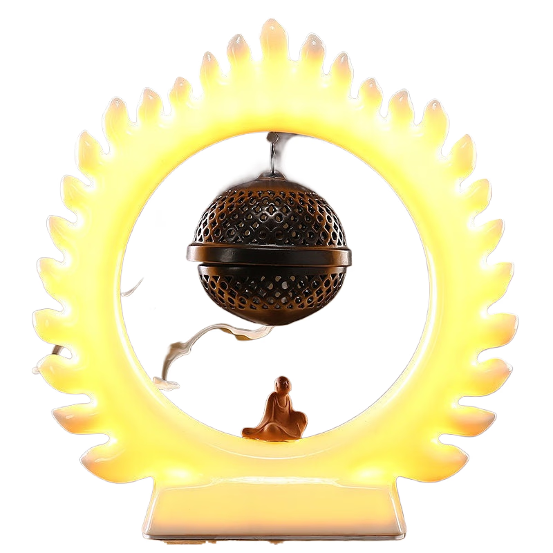 Meditation Buddha light Creative Backflow Incense Burner Ornaments - acacuss