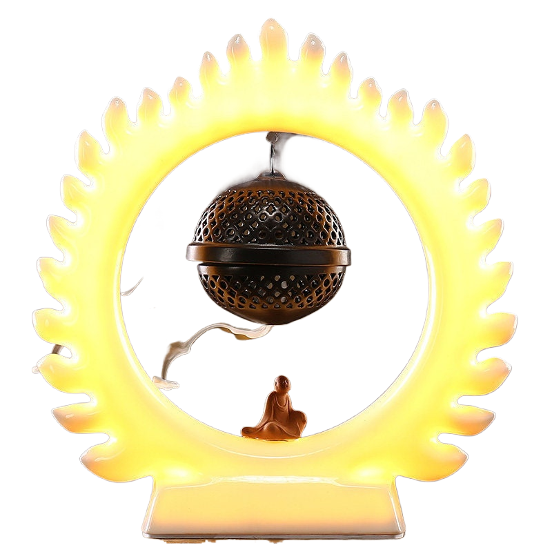 Meditation Buddha light Creative Backflow Incense Burner Ornaments - acacuss