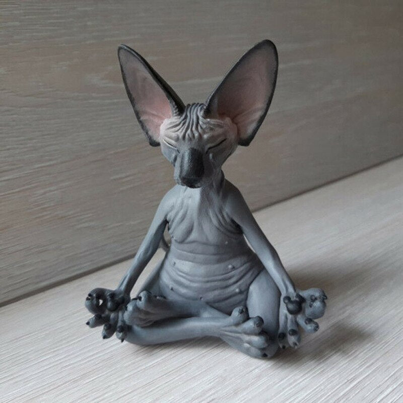 Meditation Yoga Happy Cat Whimsical Buddha Sphinx Cat Statue Art Deco Sculpture Outdoor Garden Statue acacuss