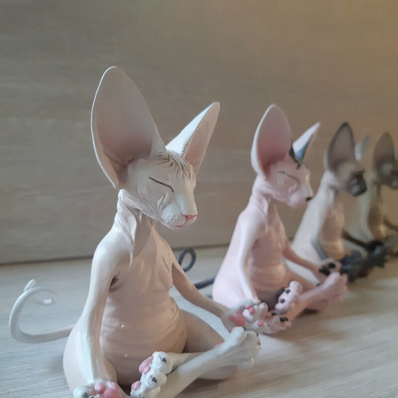 Meditation Yoga Happy Cat Whimsical Buddha Sphinx Cat Statue Art Deco Sculpture Outdoor Garden Statue acacuss