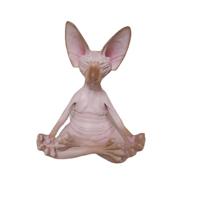 Meditation Yoga Happy Cat Whimsical Buddha Sphinx Cat Statue Art Deco Sculpture Outdoor Garden Statue acacuss