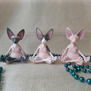 Meditation Yoga Happy Cat Whimsical Buddha Sphinx Cat Statue Art Deco Sculpture Outdoor Garden Statue acacuss