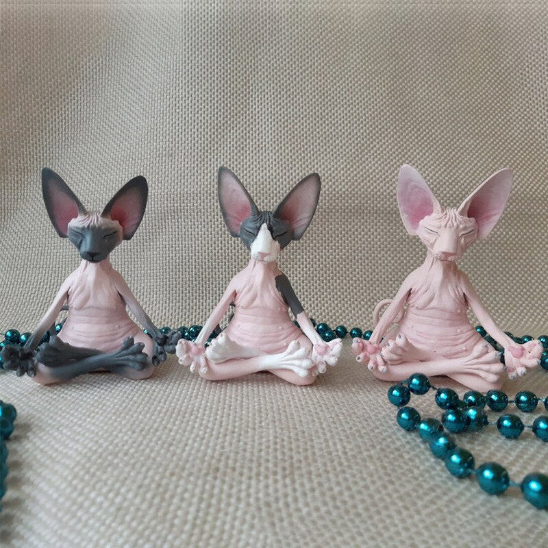 Meditation Yoga Happy Cat Whimsical Buddha Sphinx Cat Statue Art Deco Sculpture Outdoor Garden Statue acacuss