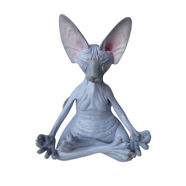 Meditation Yoga Happy Cat Whimsical Buddha Sphinx Cat Statue Art Deco Sculpture Outdoor Garden Statue acacuss