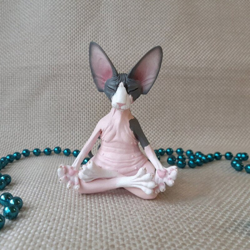 Meditation Yoga Happy Cat Whimsical Buddha Sphinx Cat Statue Art Deco Sculpture Outdoor Garden Statue acacuss