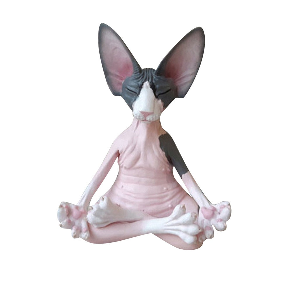 Meditation Yoga Happy Cat Whimsical Buddha Sphinx Cat Statue Art Deco Sculpture Outdoor Garden Statue acacuss