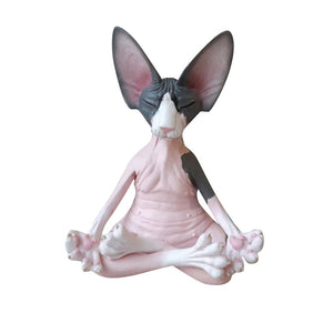 Meditation Yoga Happy Cat Whimsical Buddha Sphinx Cat Statue Art Deco Sculpture Outdoor Garden Statue acacuss