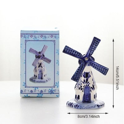 Mediterranean retro hand-painted blue windmill seasoning pot set ceramic home decoration kitchen decoration housewarming gift acacuss