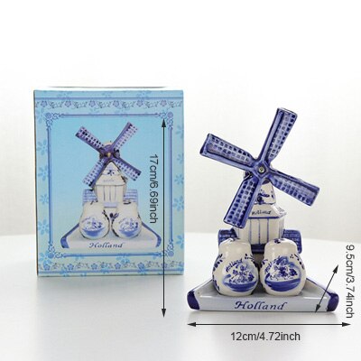 Mediterranean retro hand-painted blue windmill seasoning pot set ceramic home decoration kitchen decoration housewarming gift acacuss