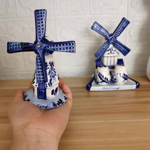Mediterranean retro hand-painted blue windmill seasoning pot set ceramic home decoration kitchen decoration housewarming gift acacuss