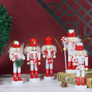 Merry Christmas Decoration Kids Nutcracker Soldier Doll Wooden Pendants New Year Decor Ornaments For Xmas Tree Decor acacuss