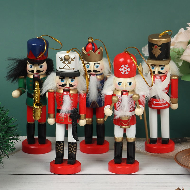 Merry Christmas Decoration Kids Nutcracker Soldier Doll Wooden Pendants New Year Decor Ornaments For Xmas Tree Decor acacuss