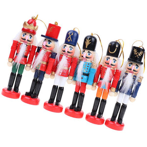 Merry Christmas Decoration Kids Nutcracker Soldier Doll Wooden Pendants New Year Decor Ornaments For Xmas Tree Decor acacuss