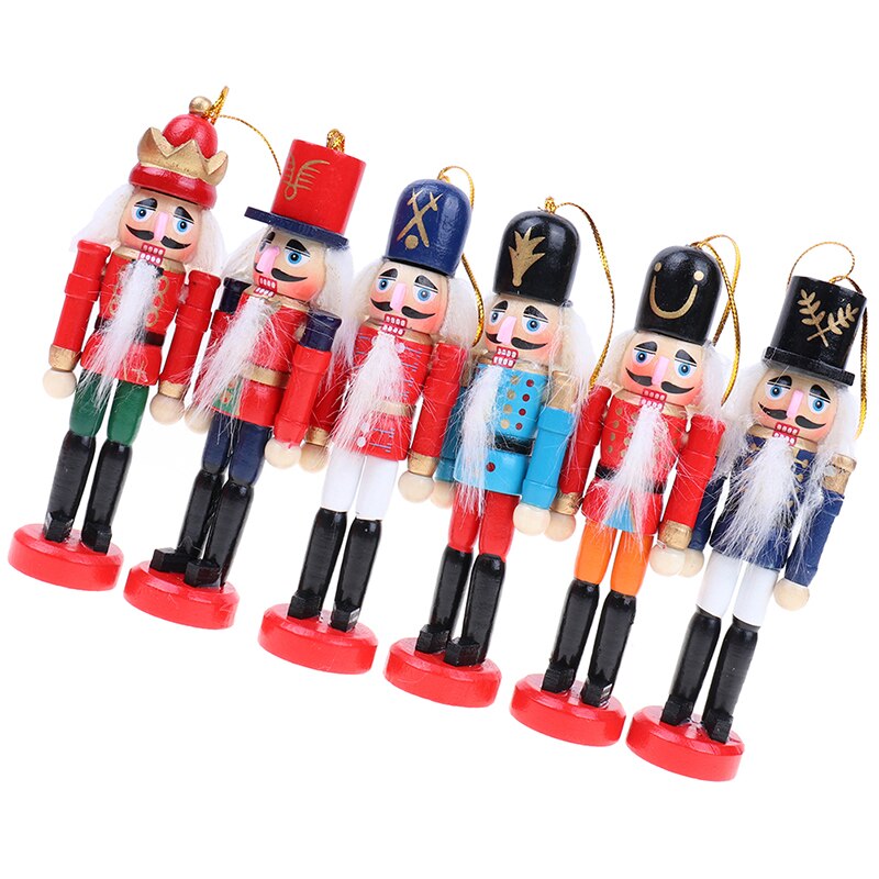 Merry Christmas Decoration Kids Nutcracker Soldier Doll Wooden Pendants New Year Decor Ornaments For Xmas Tree Decor acacuss