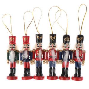Merry Christmas Decoration Kids Nutcracker Soldier Doll Wooden Pendants New Year Decor Ornaments For Xmas Tree Decor acacuss