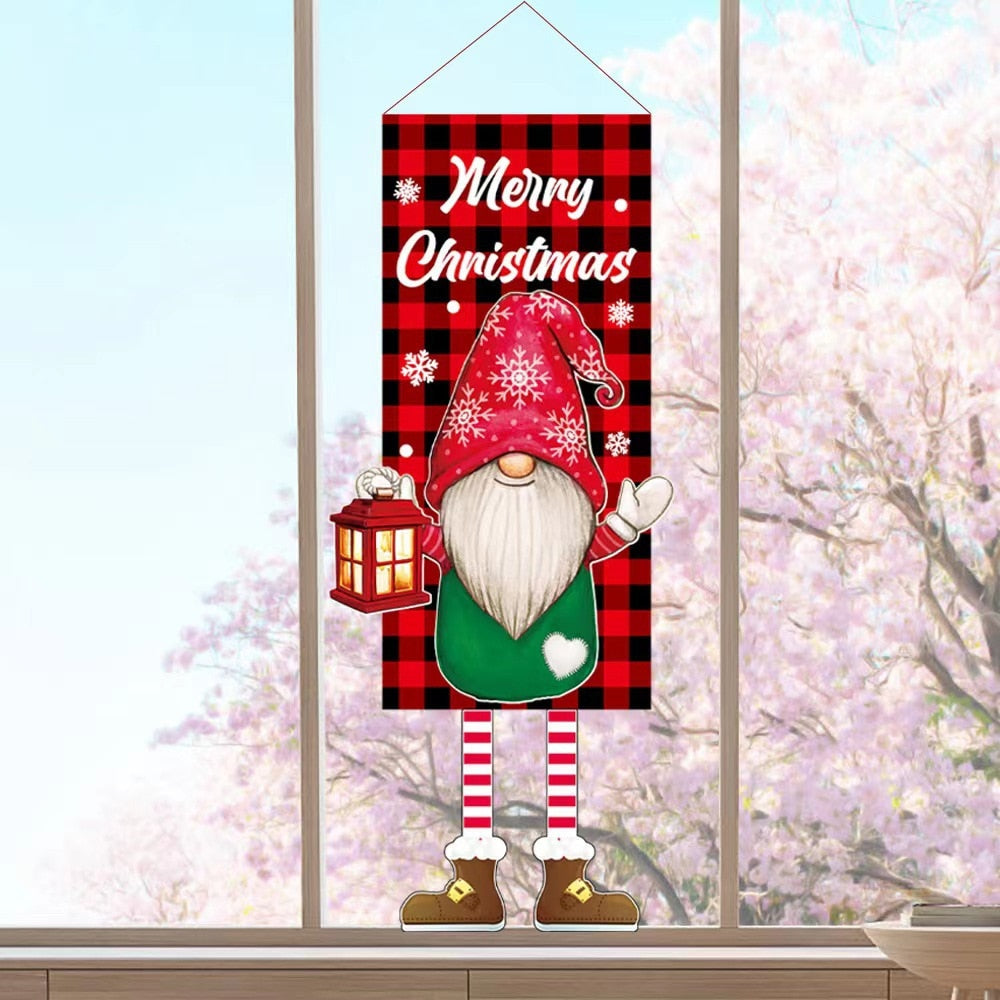 2023 Merry Christmas Hanging Cloth Banner Creative Cartoon Background Fabric Christmas Decor for Home Xmas Pendants Navidad Noel acacuss