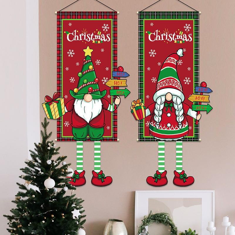2023 Merry Christmas Hanging Cloth Banner Creative Cartoon Background Fabric Christmas Decor for Home Xmas Pendants Navidad Noel acacuss