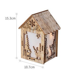 Merry Christmas LED Light Wooden House Luminous Cabin Christmas Decorations for Home DIY Xmas Tree Ornaments Kids Gifts New Year acacuss