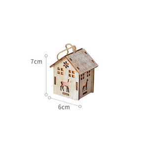 Merry Christmas LED Light Wooden House Luminous Cabin Christmas Decorations for Home DIY Xmas Tree Ornaments Kids Gifts New Year acacuss