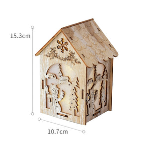 Merry Christmas LED Light Wooden House Luminous Cabin Christmas Decorations for Home DIY Xmas Tree Ornaments Kids Gifts New Year acacuss