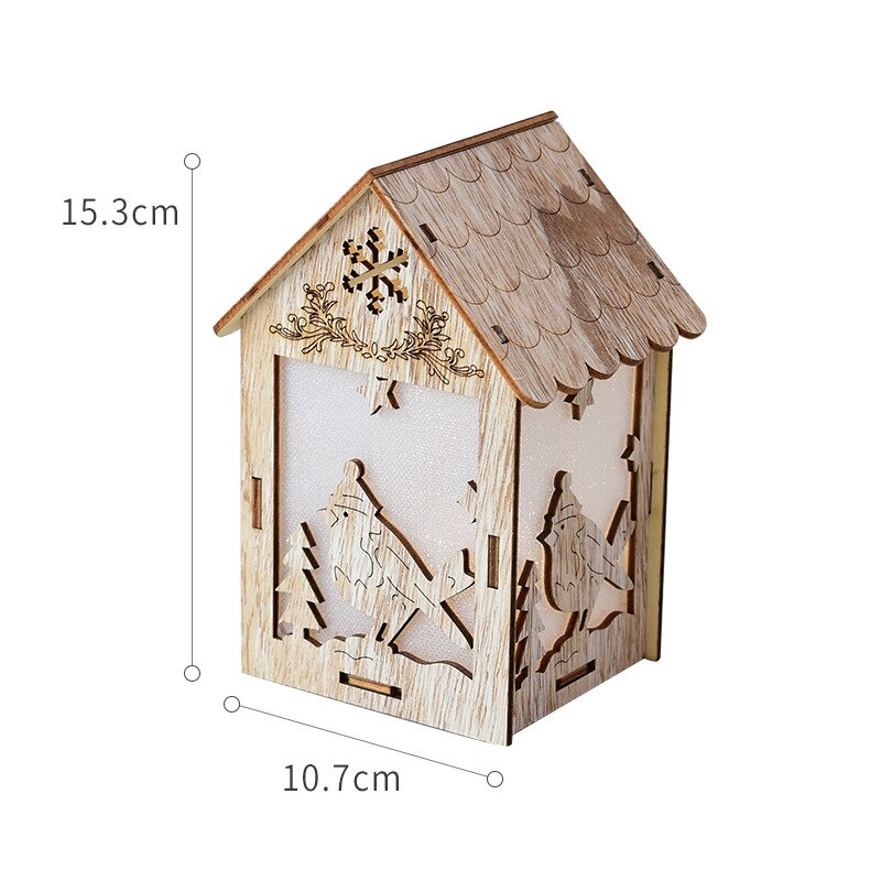 Merry Christmas LED Light Wooden House Luminous Cabin Christmas Decorations for Home DIY Xmas Tree Ornaments Kids Gifts New Year acacuss